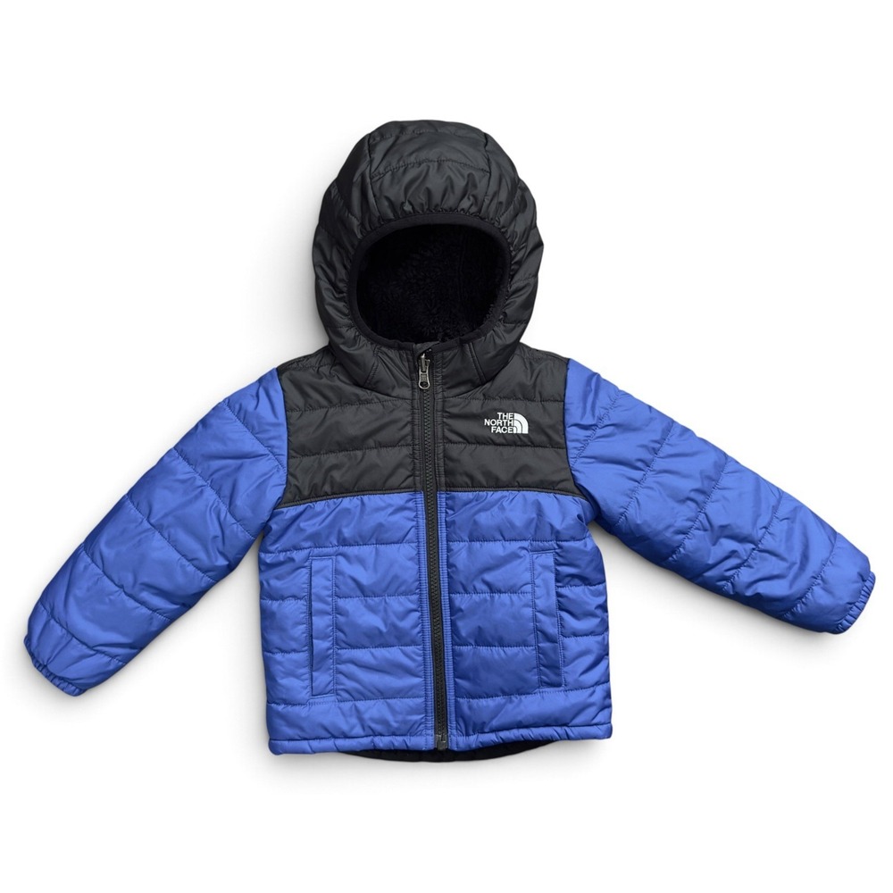 The North Face Baby Toddler Reversible Puffer Fleece Jacket Blue Black Navy 3T
